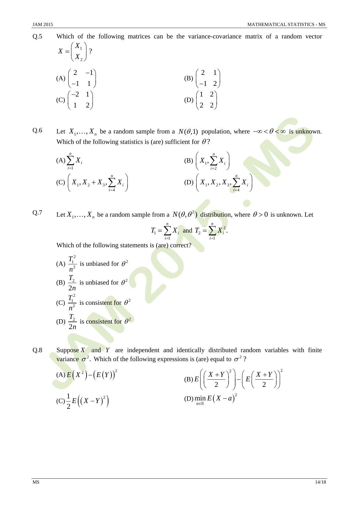 JAM 2015: MS Question Paper - Page 14
