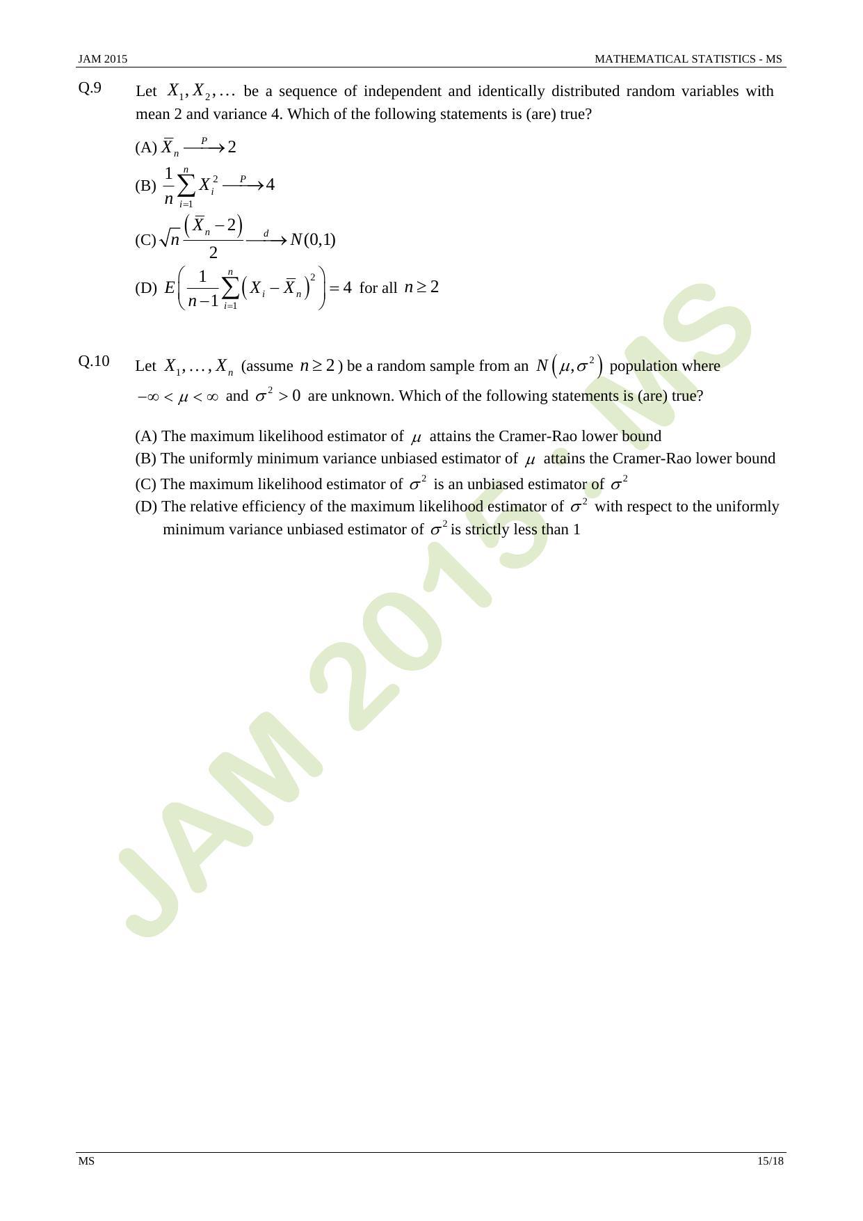 JAM 2015: MS Question Paper - Page 15