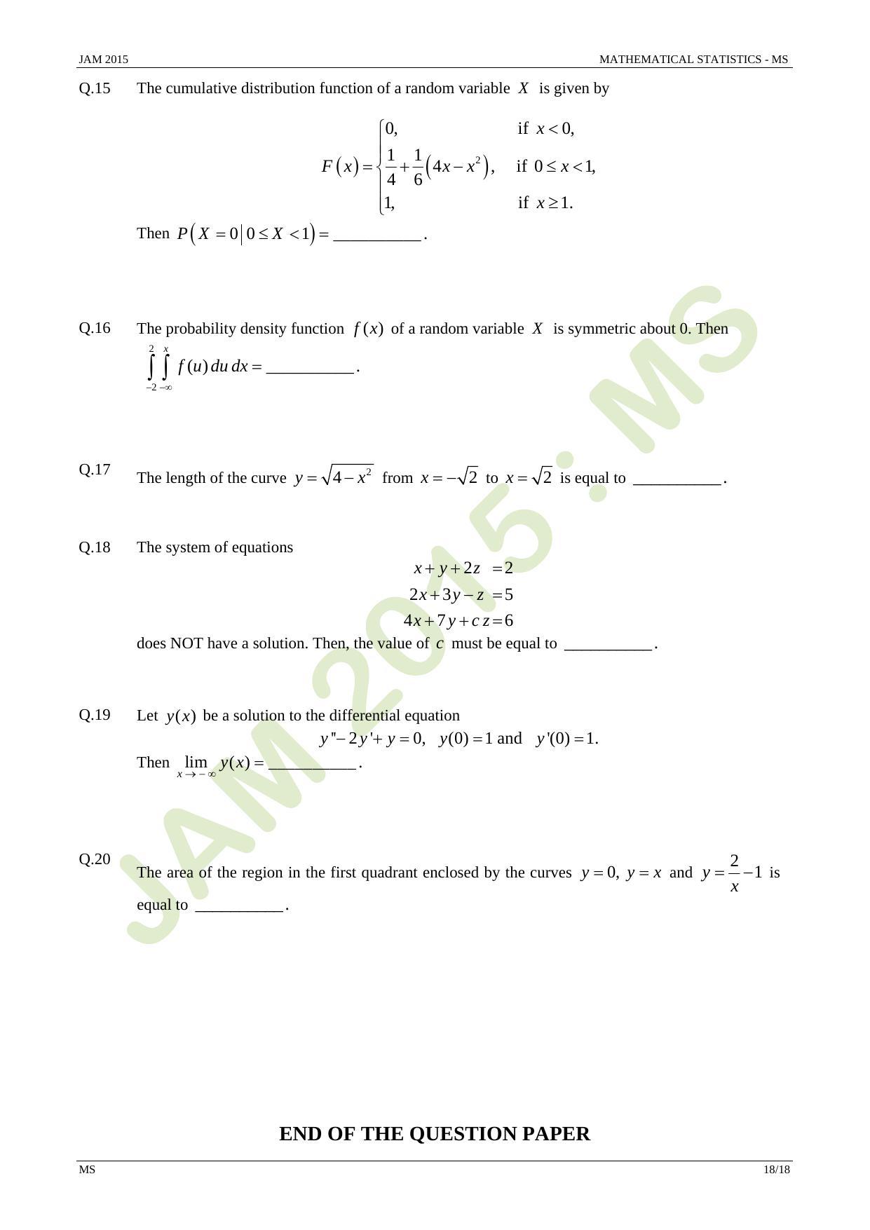 JAM 2015: MS Question Paper - Page 18