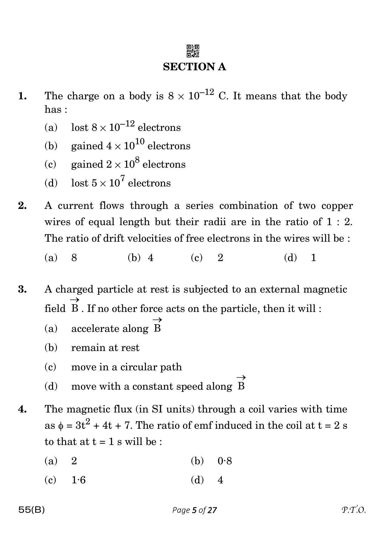 CBSE Class 12 55-B-5 Physics for VI candidates 2023 Question Paper - Page 5