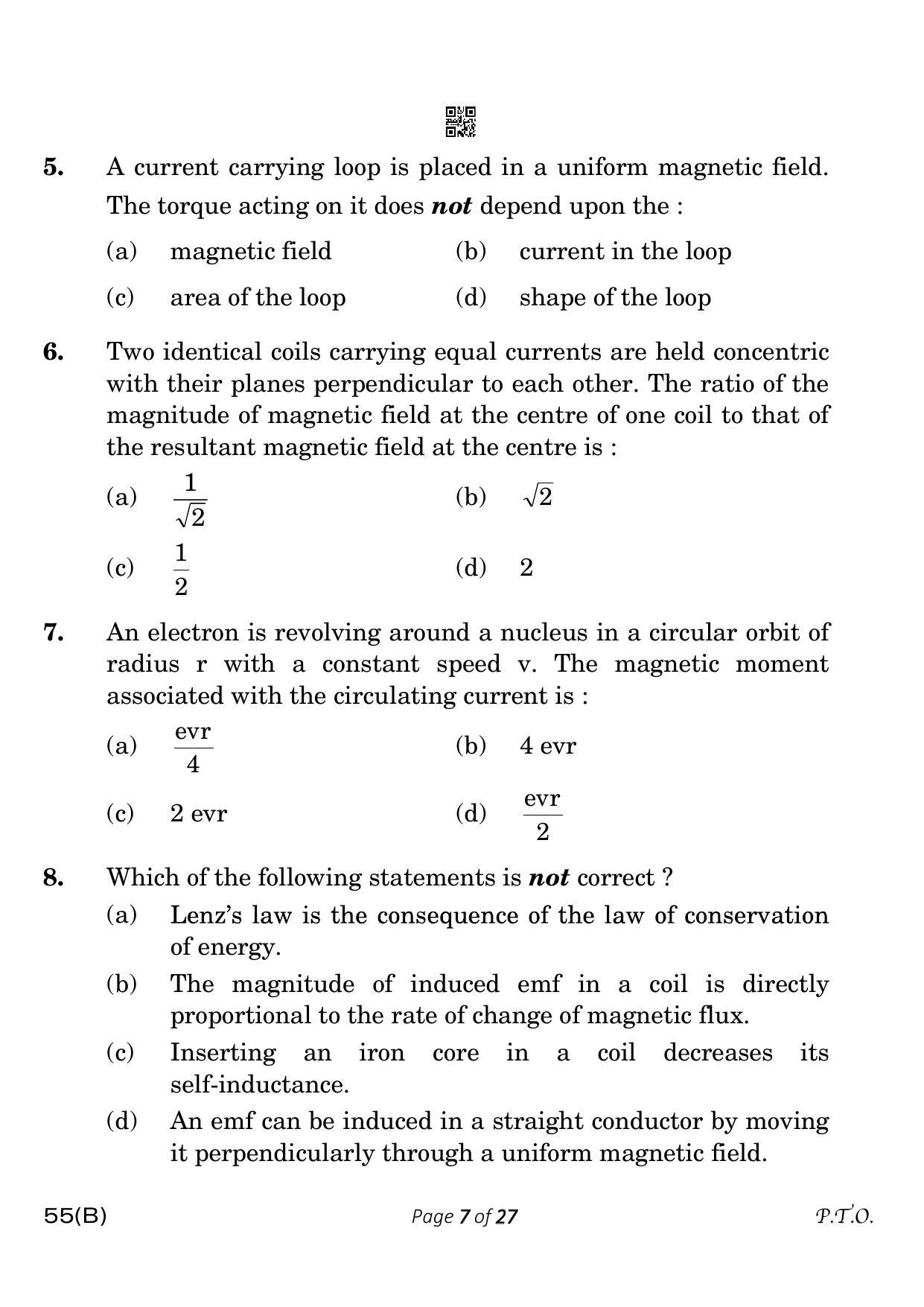CBSE Class 12 55-B-5 Physics for VI candidates 2023 Question Paper - Page 7