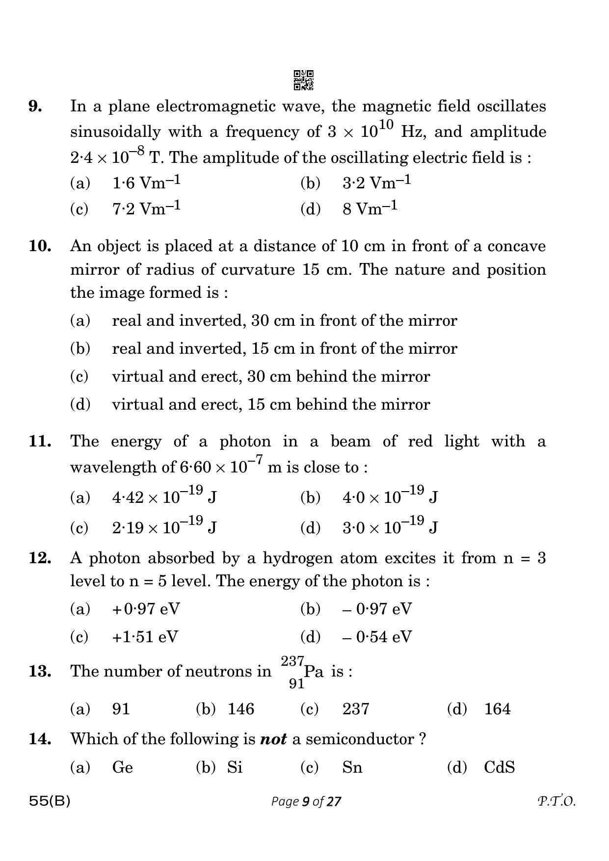 CBSE Class 12 55-B-5 Physics for VI candidates 2023 Question Paper - Page 9
