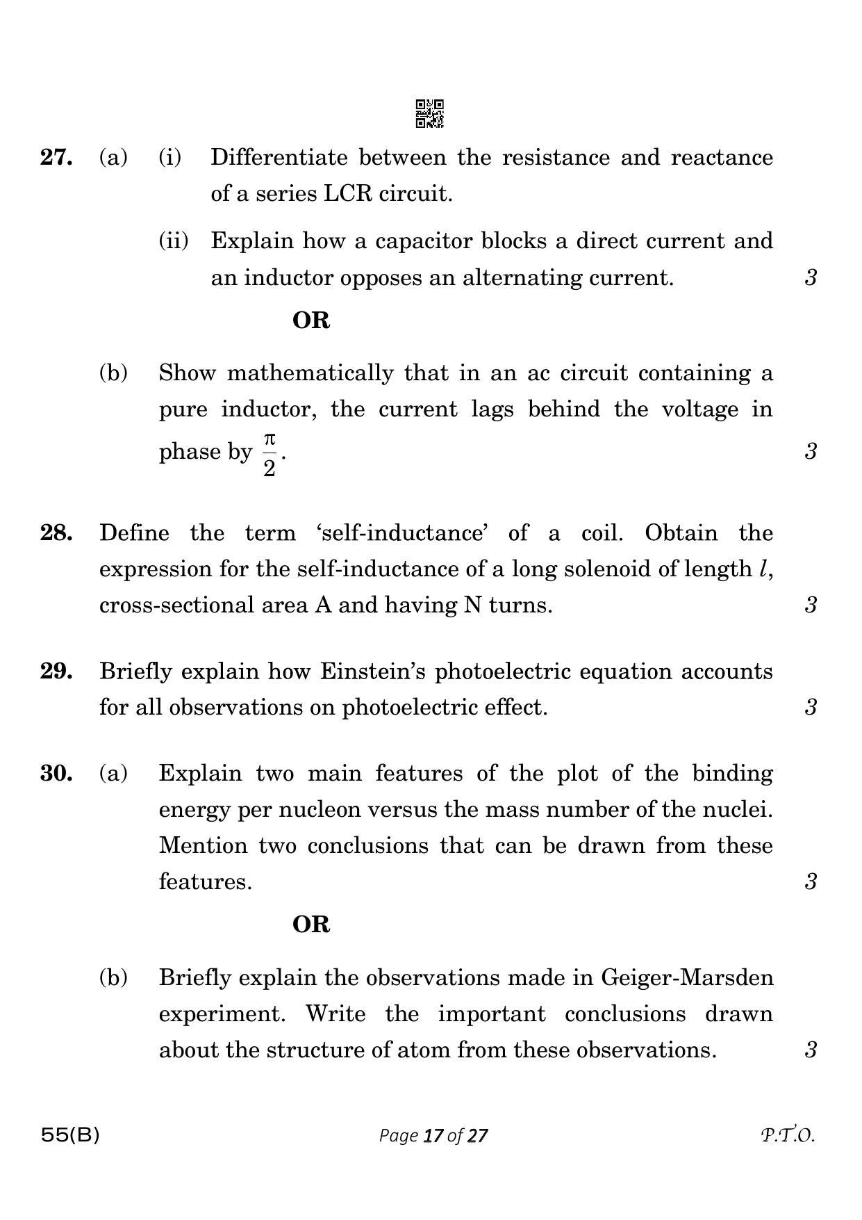 CBSE Class 12 55-B-5 Physics for VI candidates 2023 Question Paper - Page 17