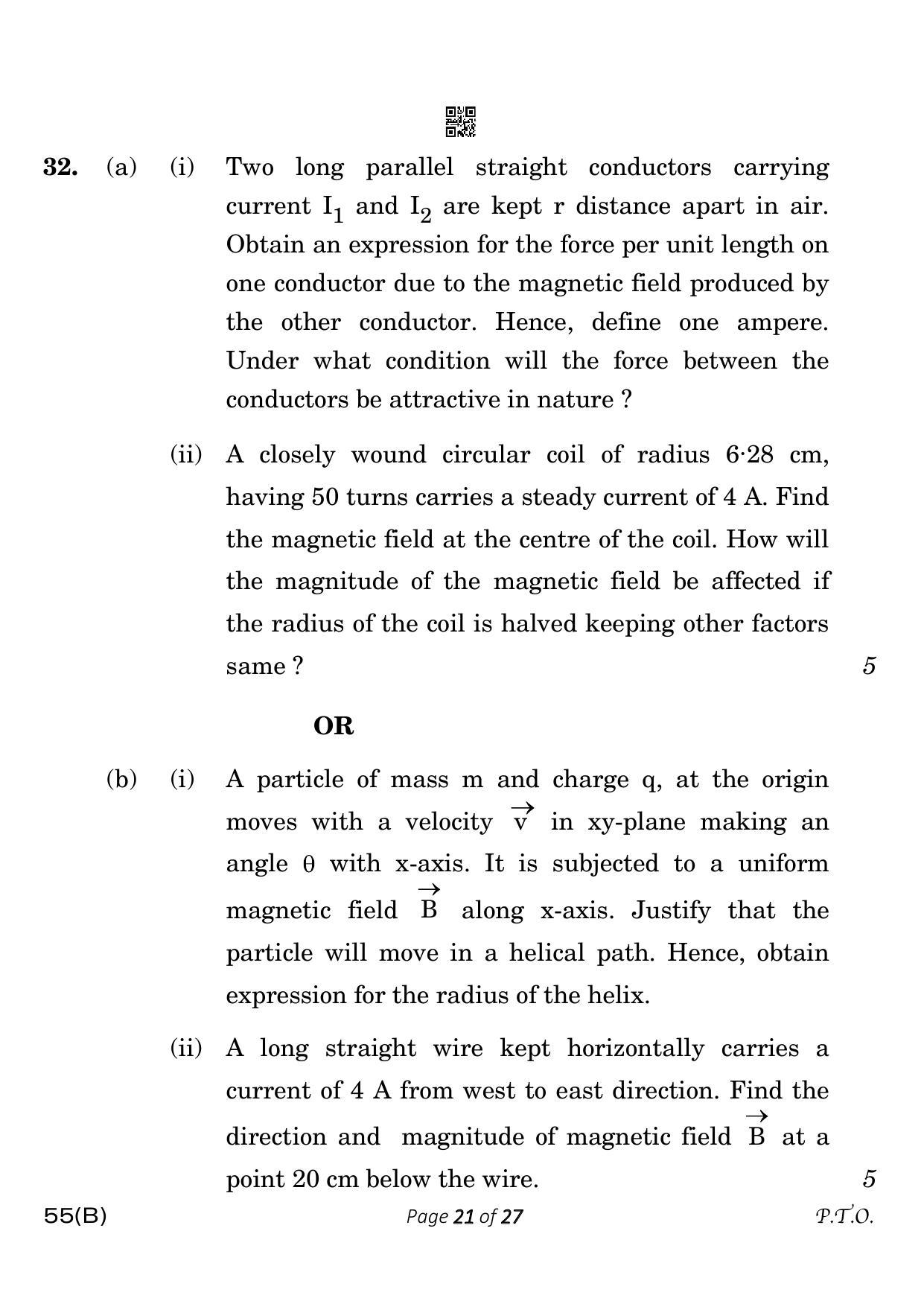 CBSE Class 12 55-B-5 Physics for VI candidates 2023 Question Paper - Page 21