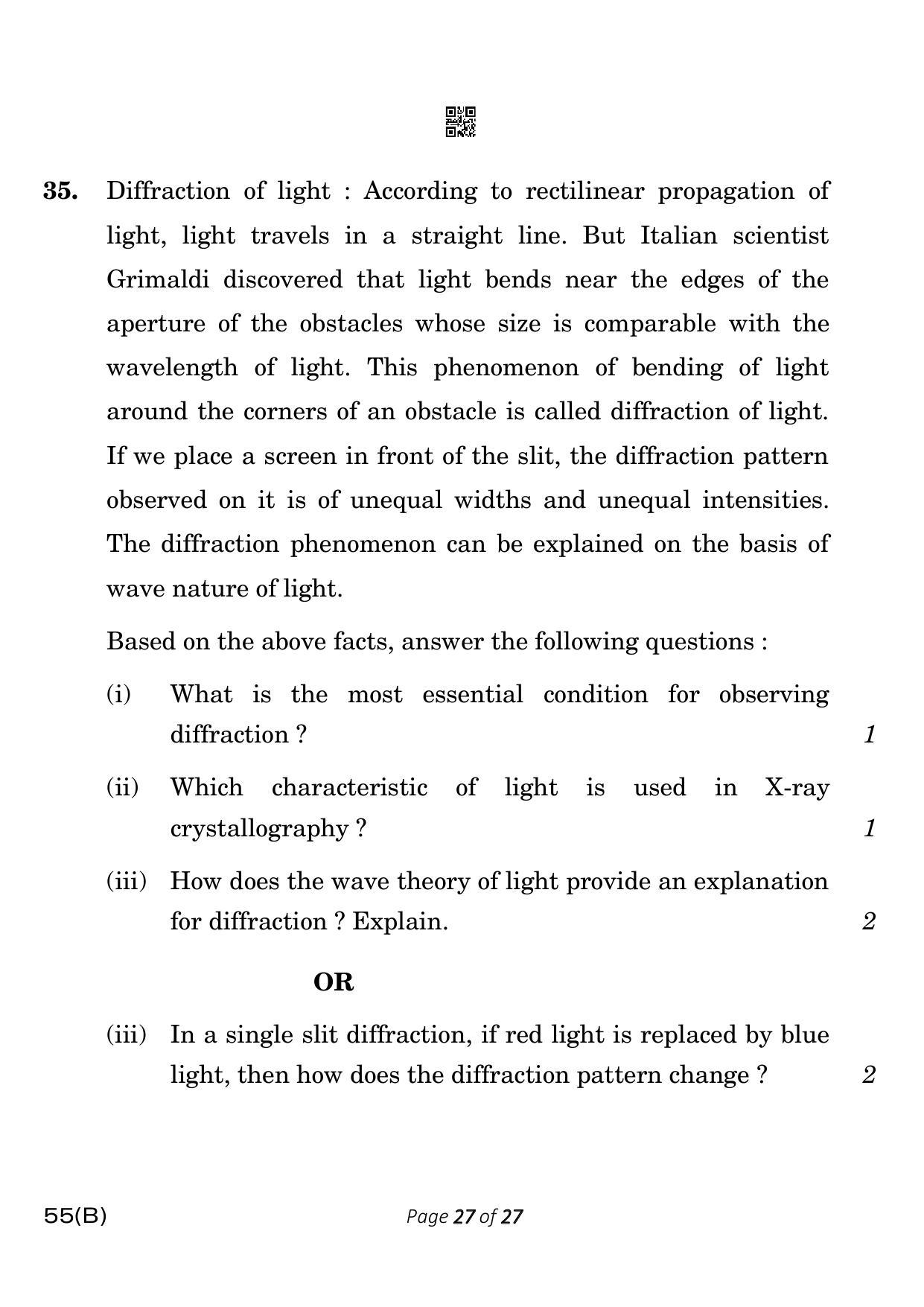 CBSE Class 12 55-B-5 Physics for VI candidates 2023 Question Paper - Page 27