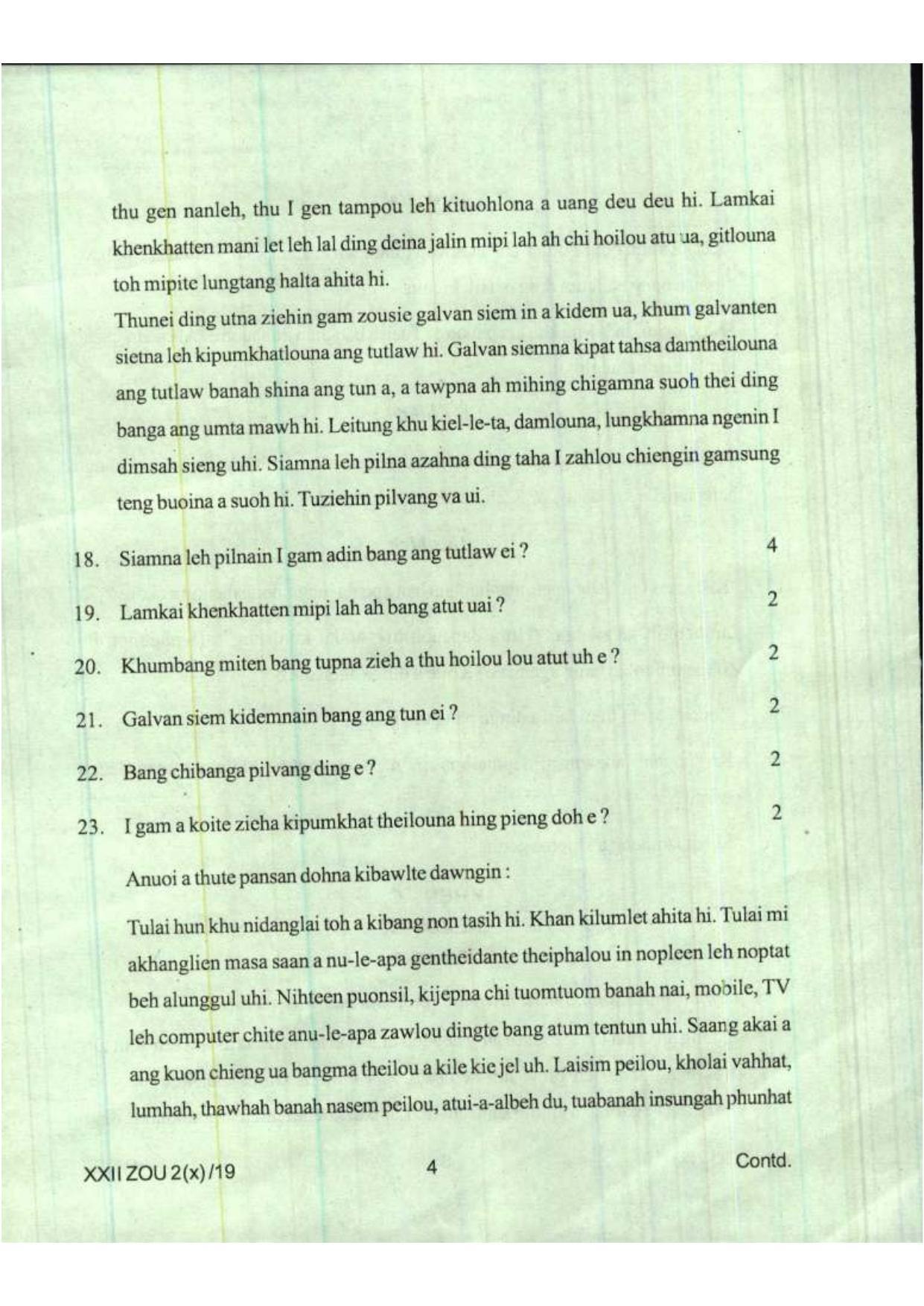 COHSEM Class 12 Zou (M.I.L.) 2019 Question Papers - Page 4