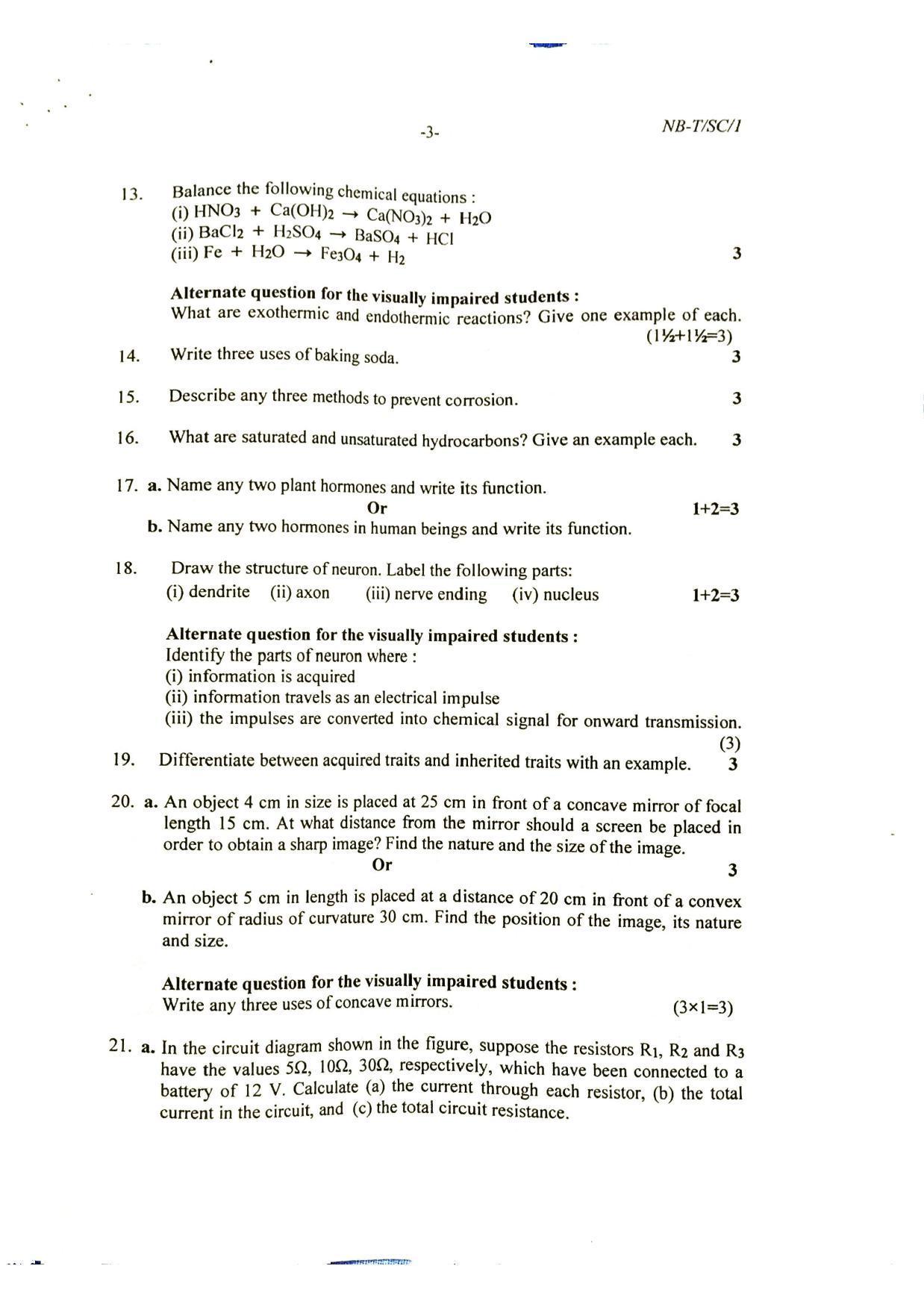Nagaland Board Class 10 Science 2022 Question Paper - Page 3