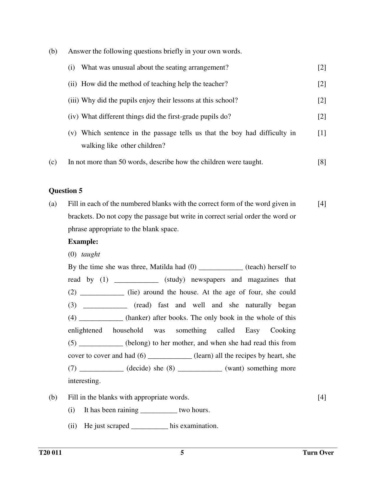 ICSE Class 10 English Paper I 2020 Question Paper - Page 5