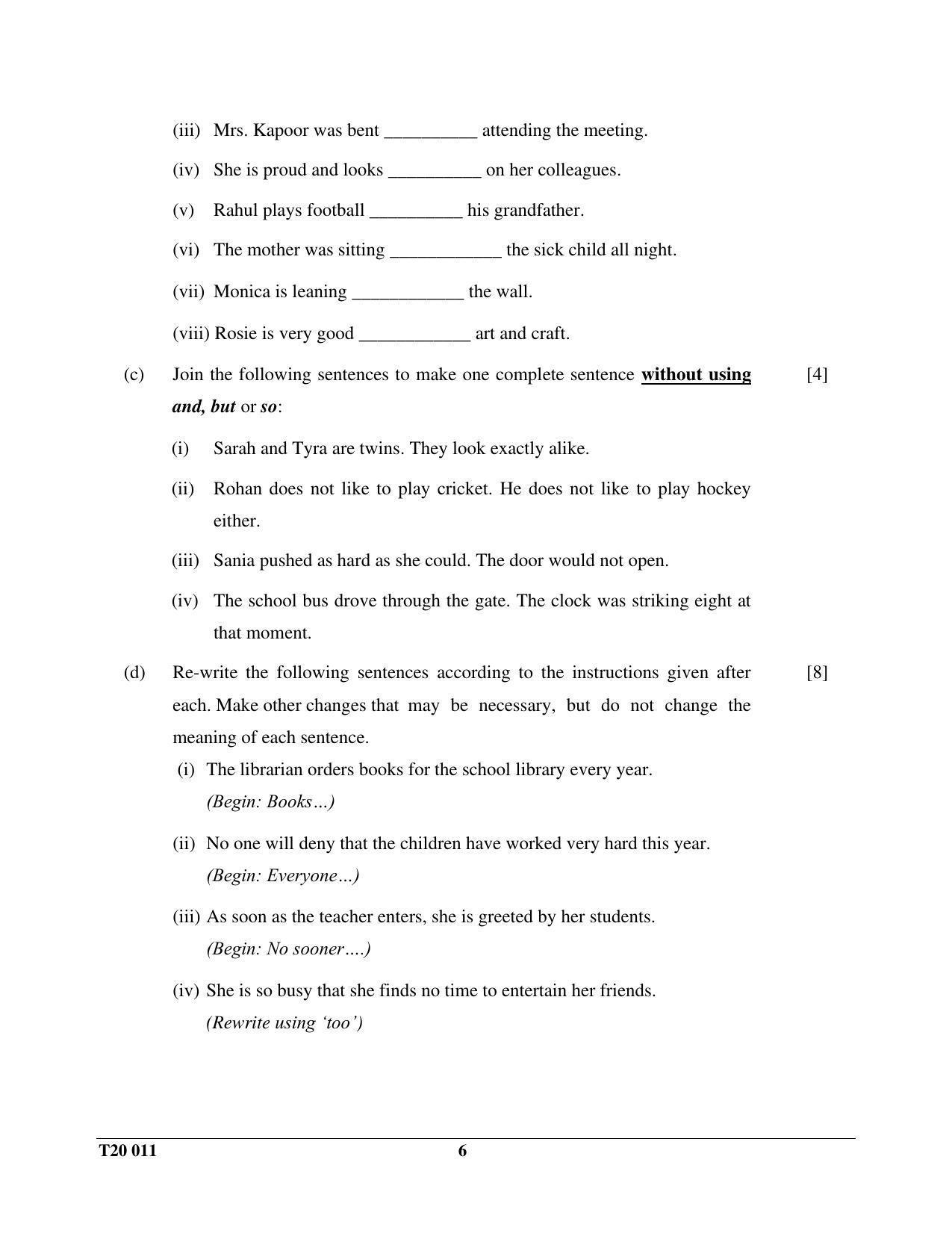 ICSE Class 10 English Paper I 2020 Question Paper - Page 6