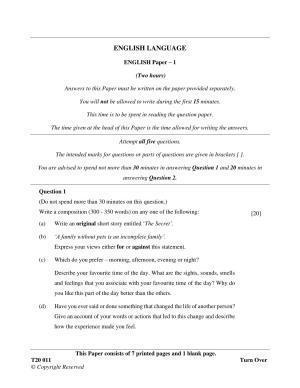 ICSE Class 10 English Paper I 2020 Question Paper