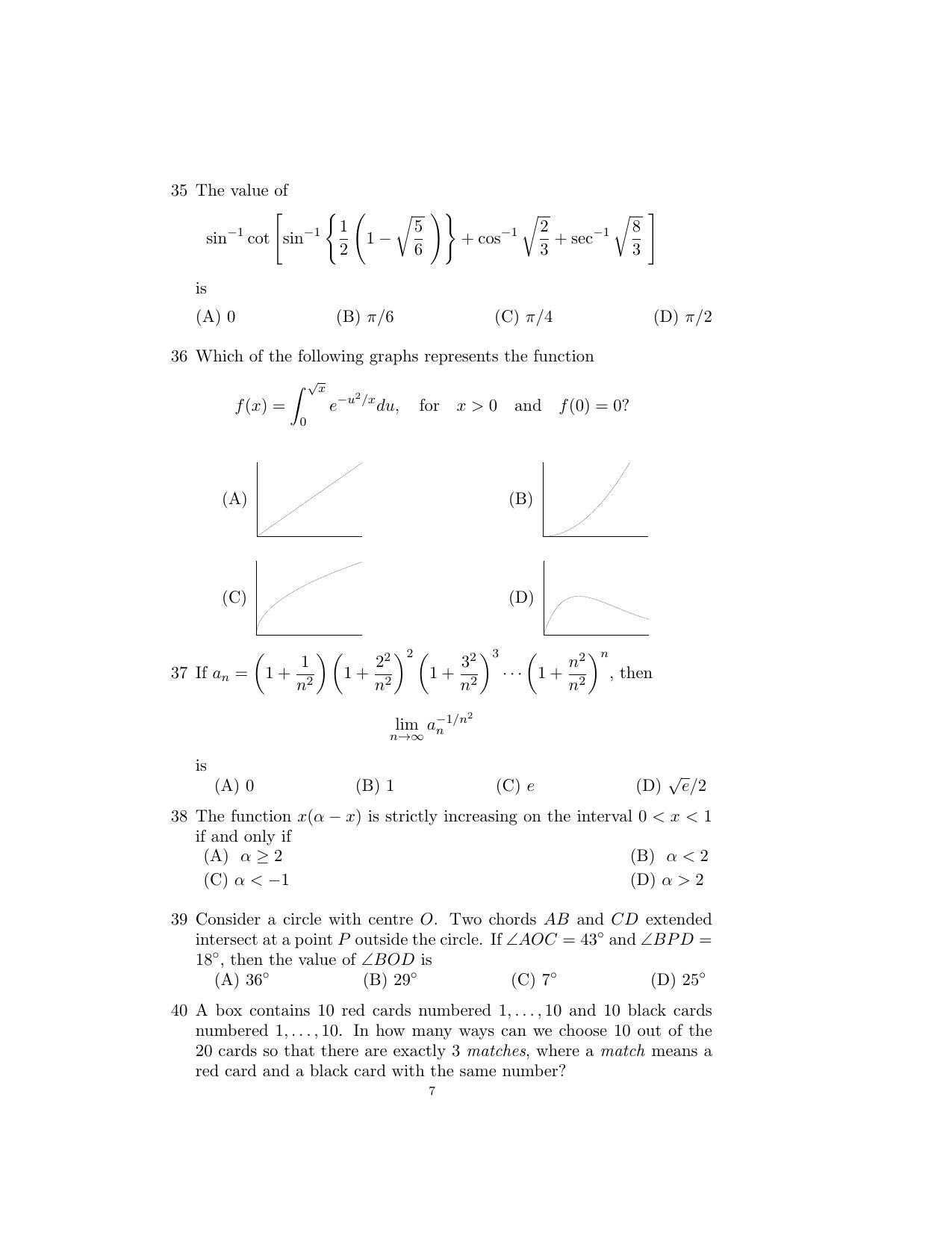 ISI Admission Test B.Stat UGA 2016 Sample Paper - Page 7