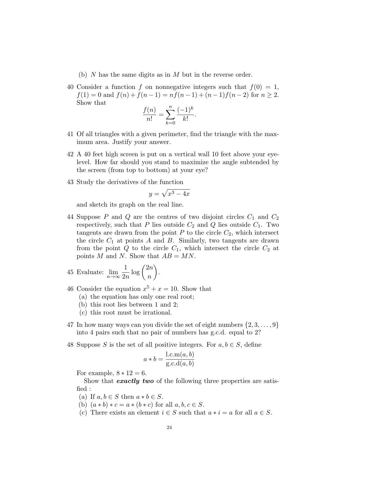 ISI Admission Test B.Stat UGA 2016 Sample Paper - Page 24