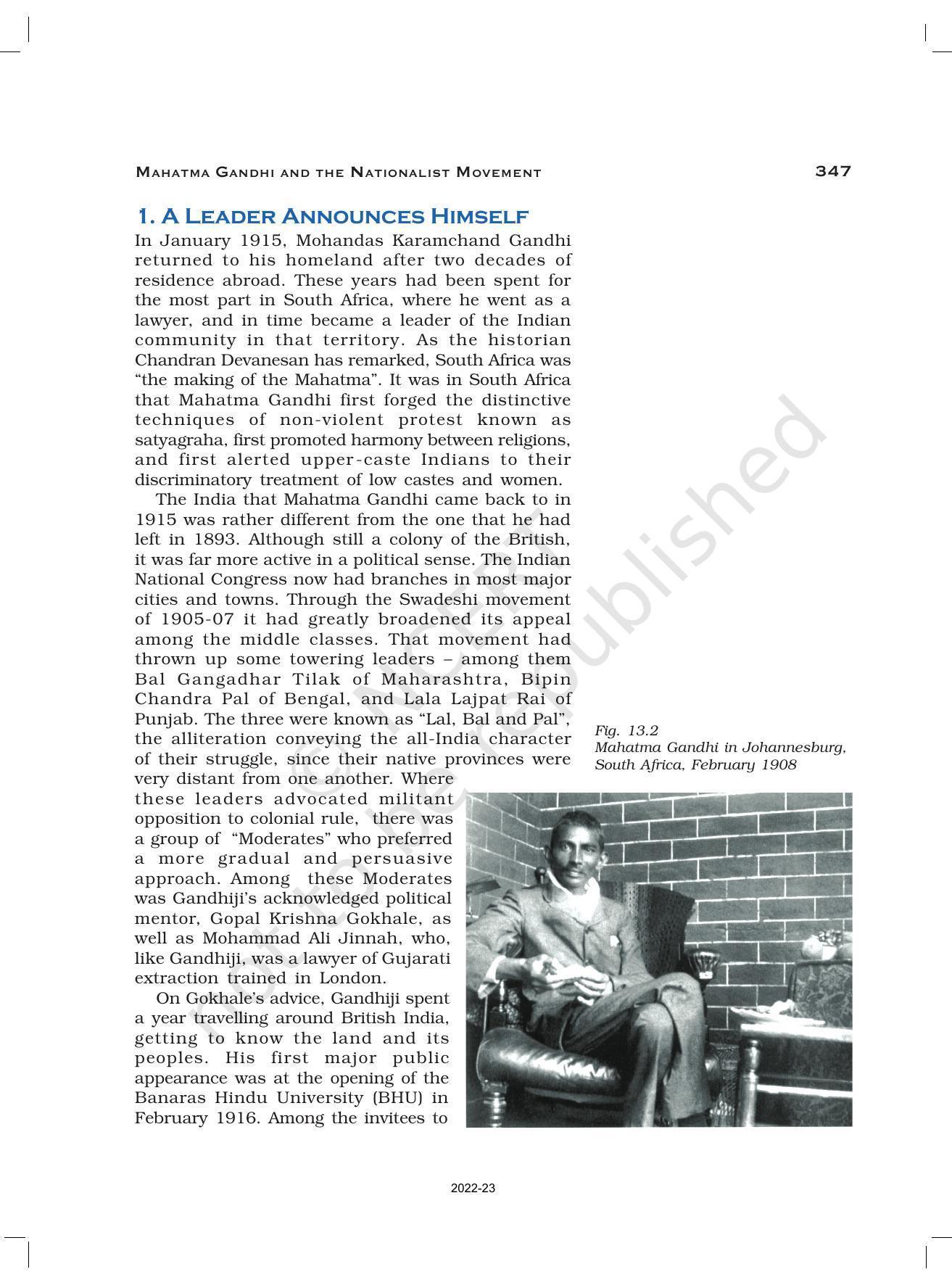 NCERT Book for Class 12 History (Part-III) Chapter 13 Mahatma Gandhi and National Movements - Page 2