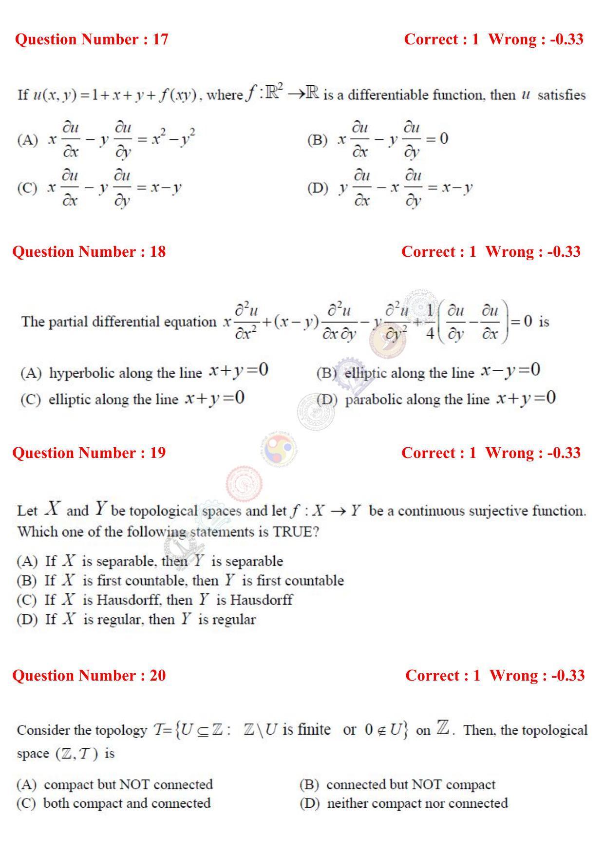 GATE 2017 Mathematics (MA) Question Paper with Answer Key - Page 6