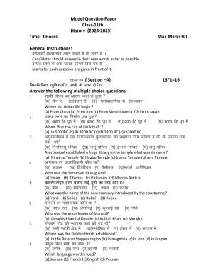 HPBOSE Class 11th History Sample Question Papers 2025