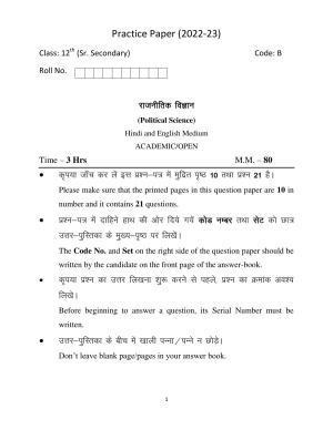 Haryana Board Class 12 Political Science Code B Sample Papers
