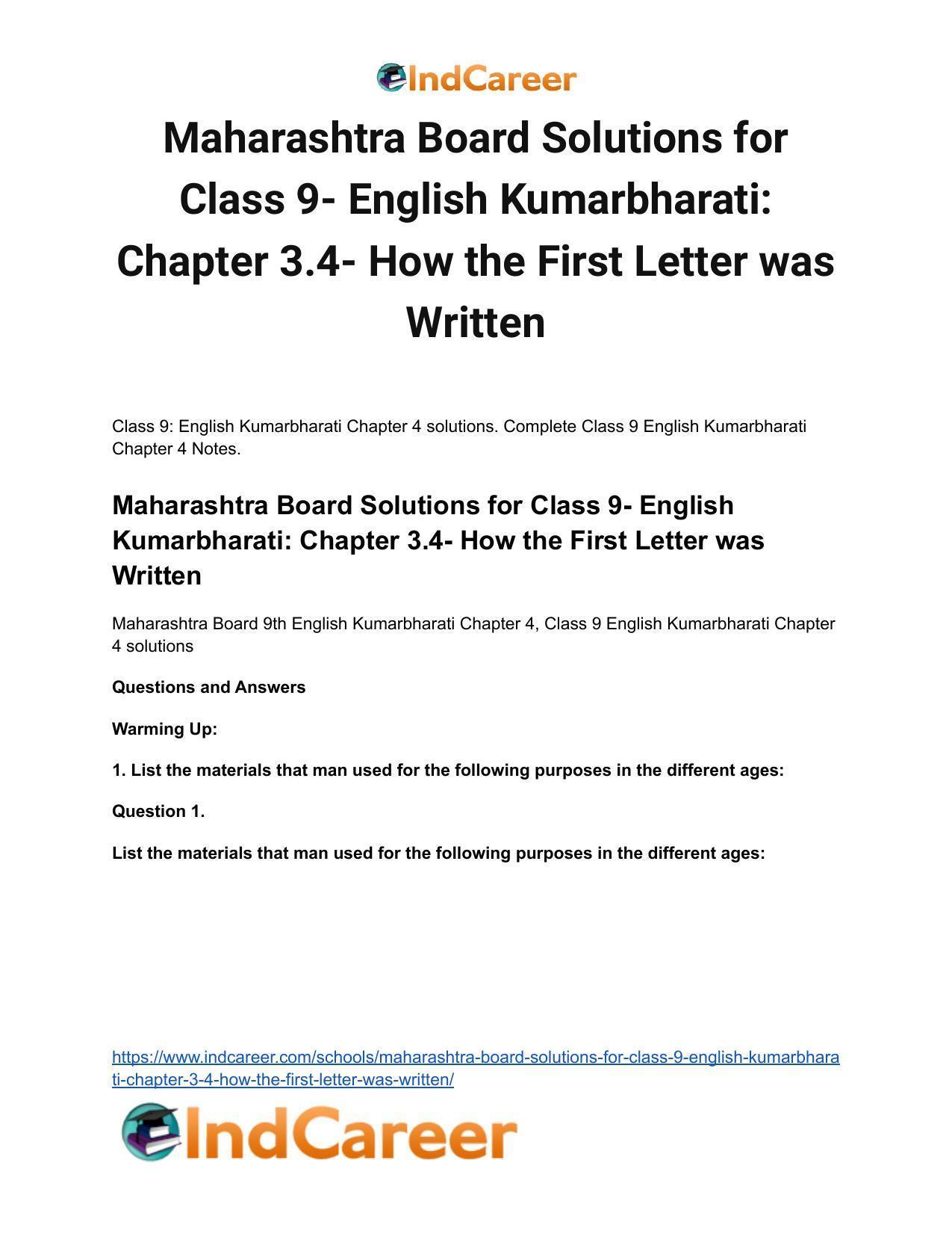 Maharashtra Board Solutions for Class 9- English Kumarbharati: Chapter 3.4- How the First Letter was Written - Page 2