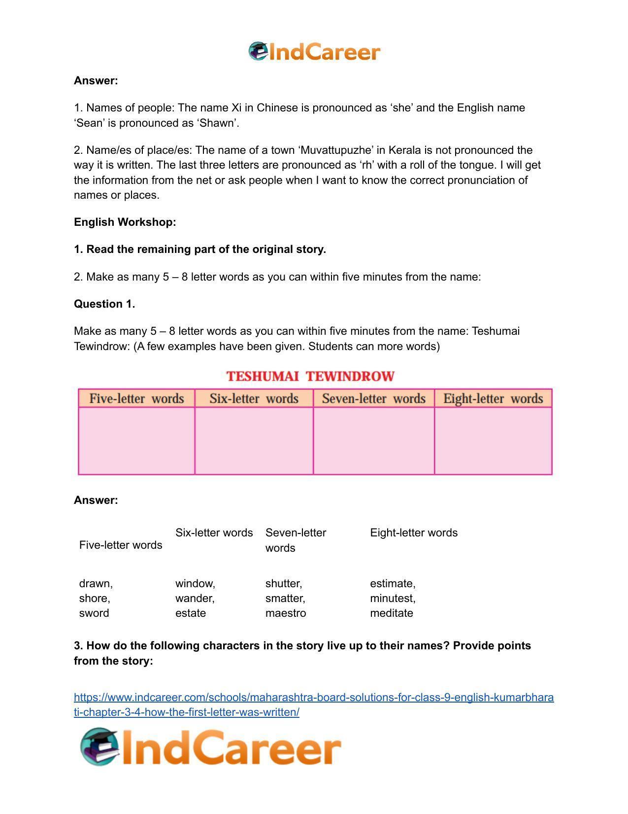 Maharashtra Board Solutions for Class 9- English Kumarbharati: Chapter 3.4- How the First Letter was Written - Page 5