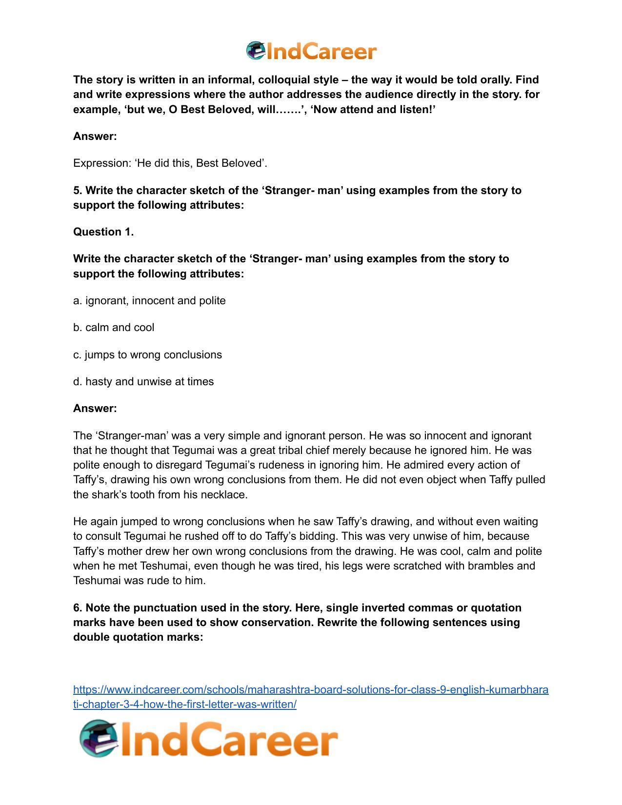 Maharashtra Board Solutions for Class 9- English Kumarbharati: Chapter 3.4- How the First Letter was Written - Page 7