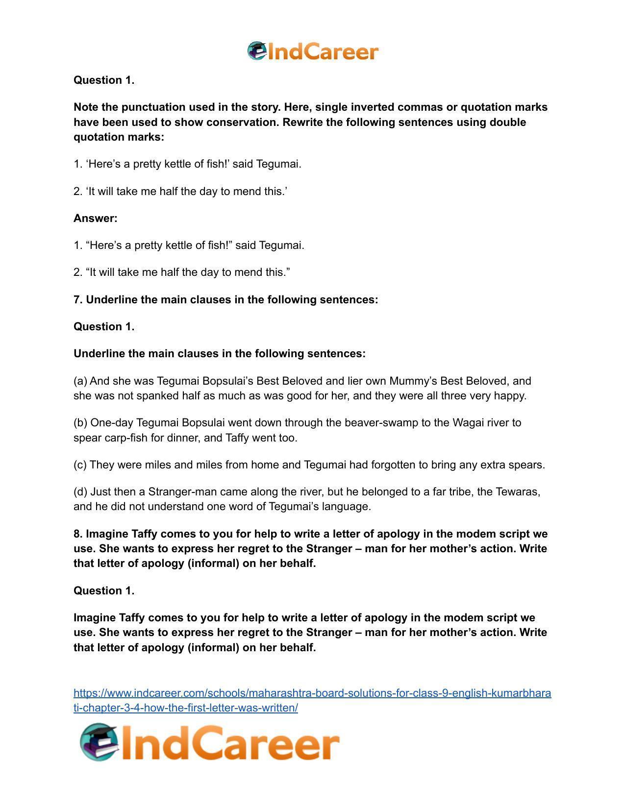 Maharashtra Board Solutions for Class 9- English Kumarbharati: Chapter 3.4- How the First Letter was Written - Page 8