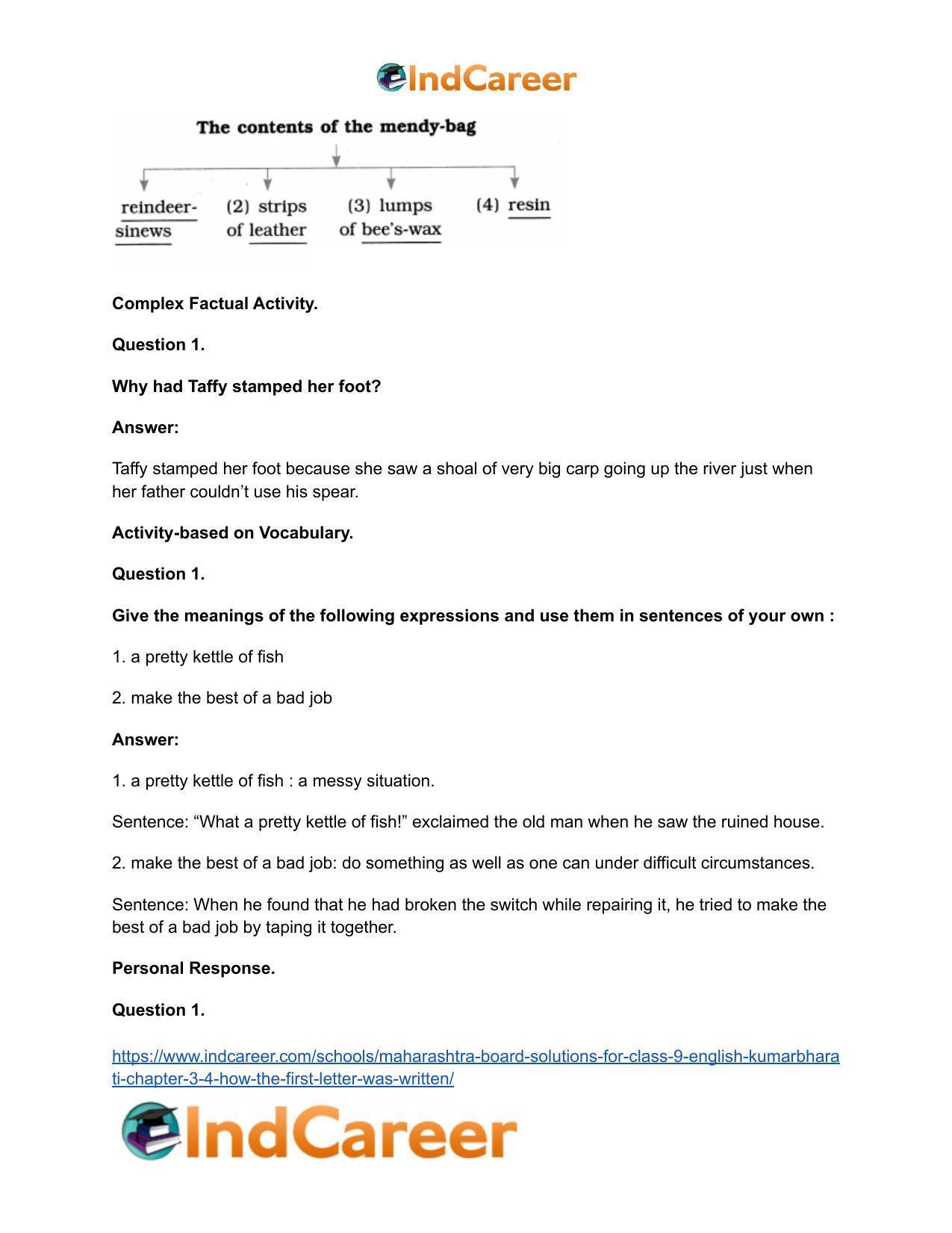 Maharashtra Board Solutions for Class 9- English Kumarbharati: Chapter 3.4- How the First Letter was Written - Page 14