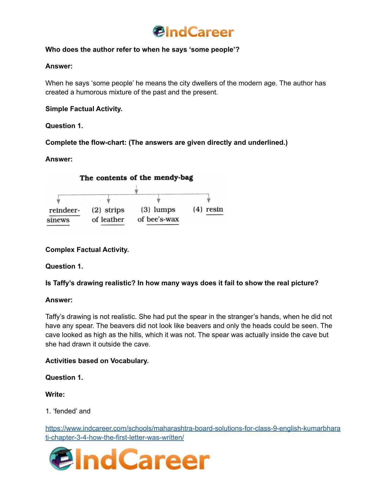 Maharashtra Board Solutions for Class 9- English Kumarbharati: Chapter 3.4- How the First Letter was Written - Page 19
