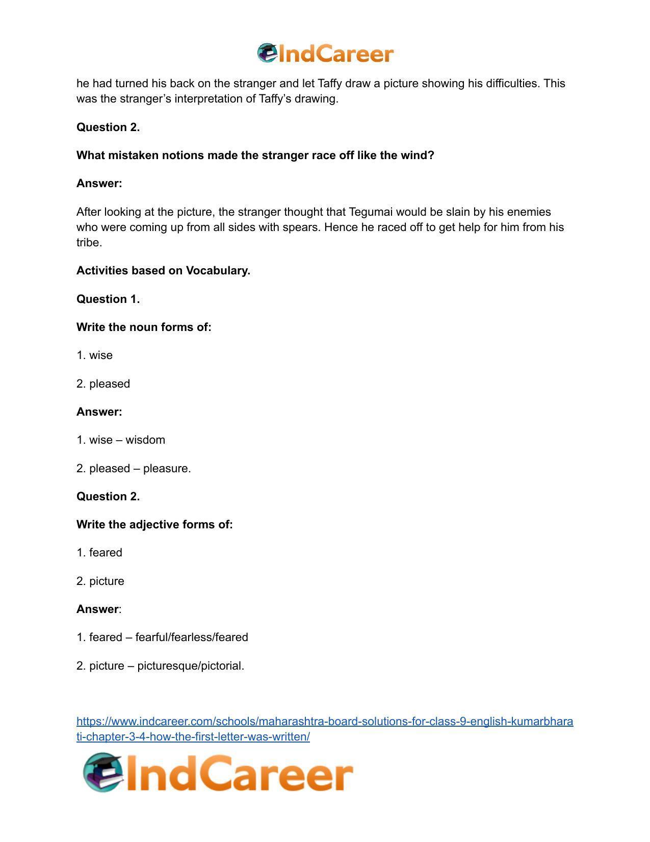Maharashtra Board Solutions for Class 9- English Kumarbharati: Chapter 3.4- How the First Letter was Written - Page 22