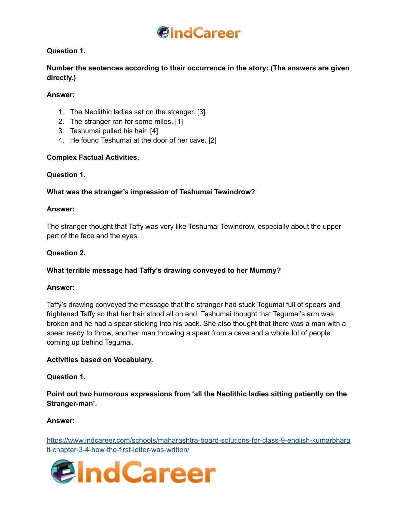 Maharashtra Board Solutions for Class 9- English Kumarbharati: Chapter 3.4- How the First Letter was Written - Page 24