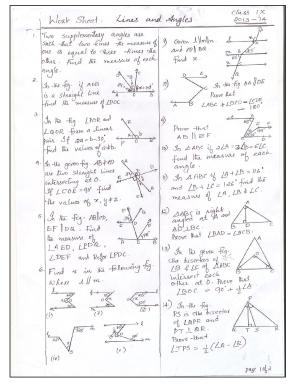 CBSE Worksheets for Class 9 Mathematics Lines and Angles Assignment 5