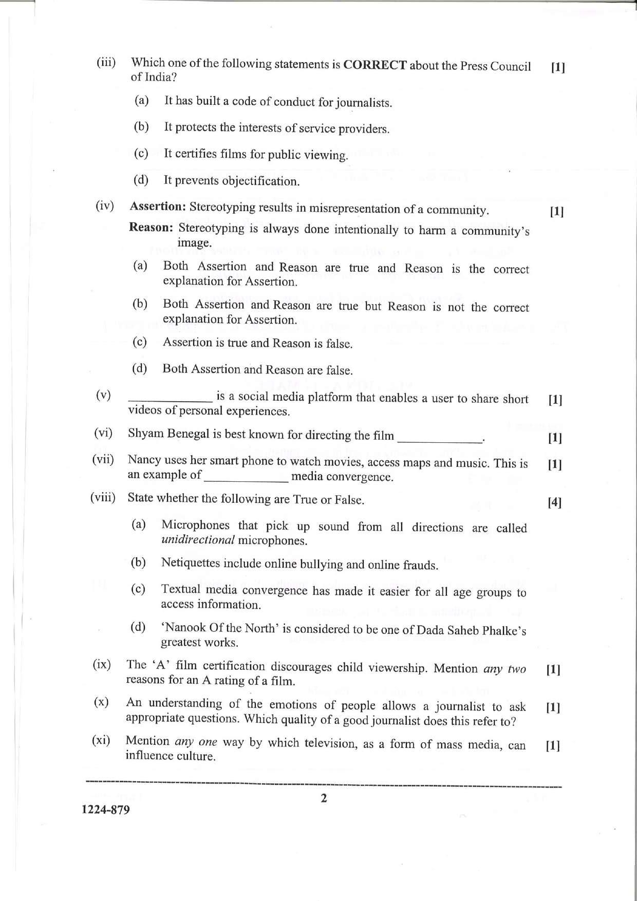 ISC Class 12 Mass Media & Communication 2024 Question Paper - Page 2