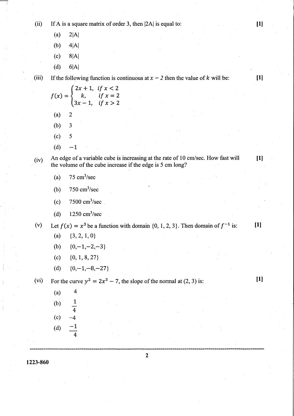 ISC Class 12 Maths 2023 Question Paper - Page 2