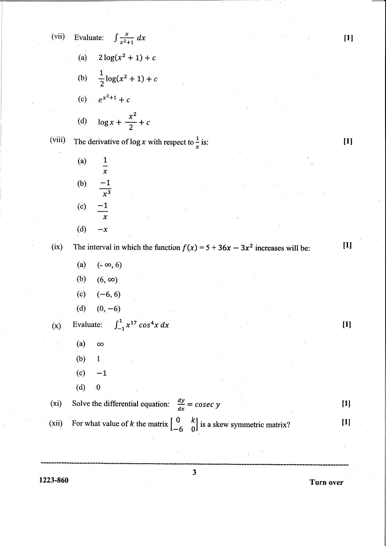ISC Class 12 Maths 2023 Question Paper - Page 3