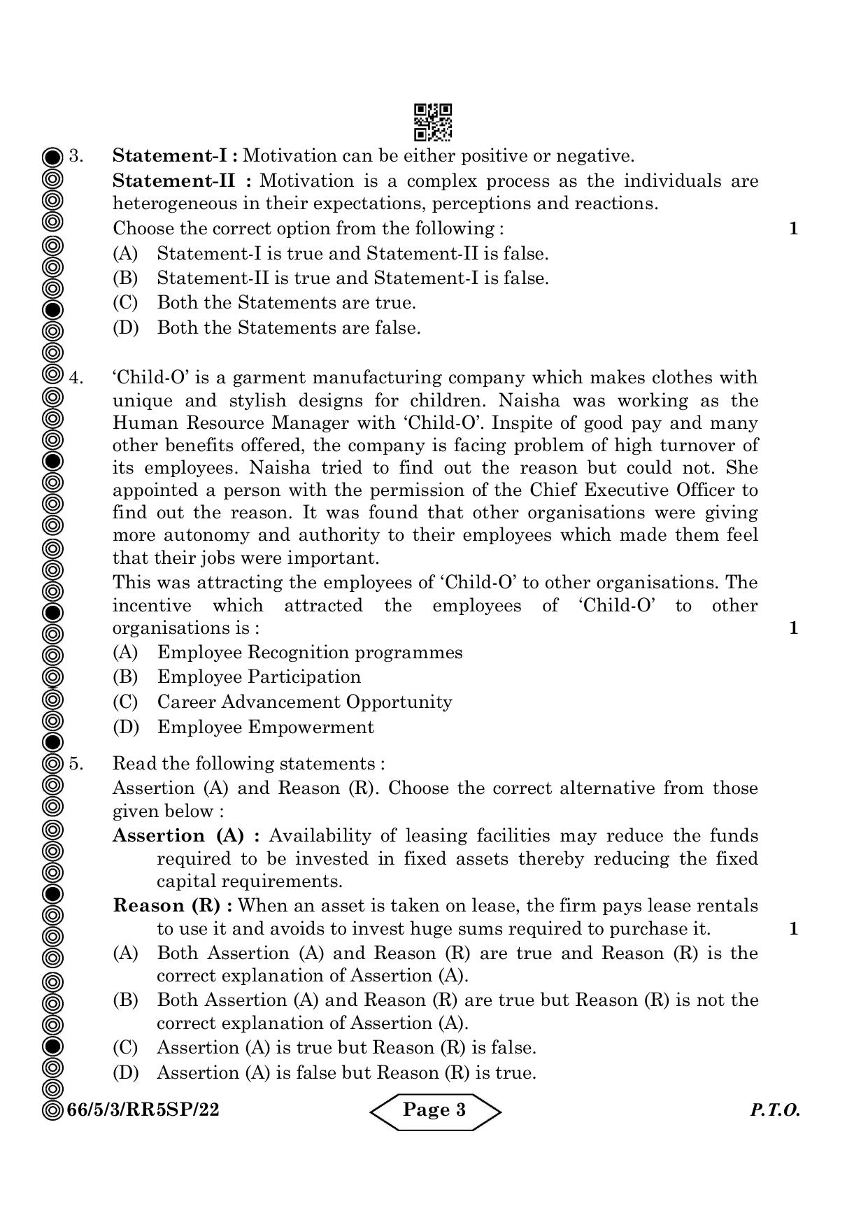 CBSE Class 12 5-3 Bussiness Studies 2024 Question Paper - Page 3