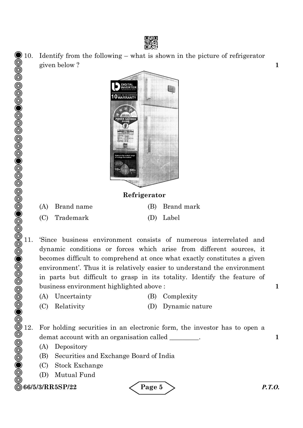 CBSE Class 12 5-3 Bussiness Studies 2024 Question Paper - Page 5
