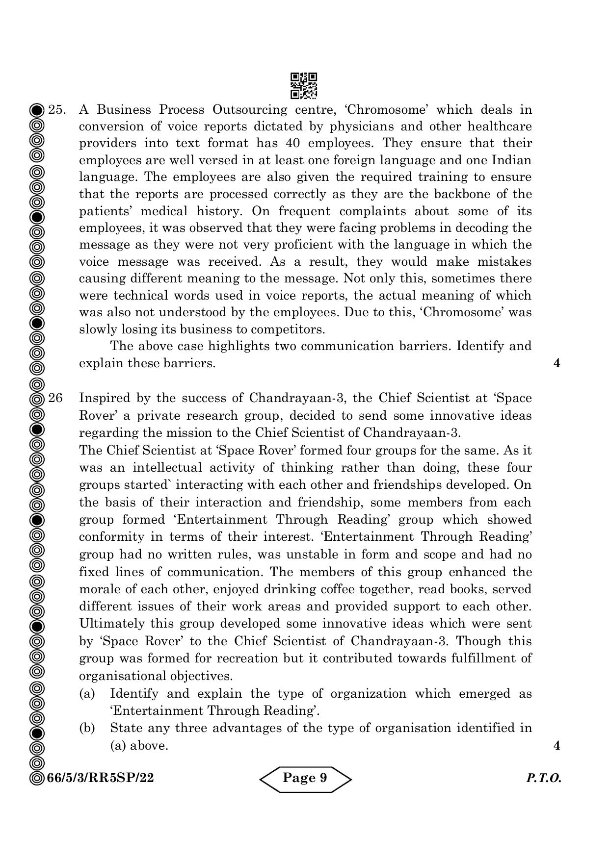 CBSE Class 12 5-3 Bussiness Studies 2024 Question Paper - Page 9