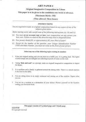 ISC Class 12 Arts Paper 4 (Original Imaginative Composition in Colour) 2023 Question Paper