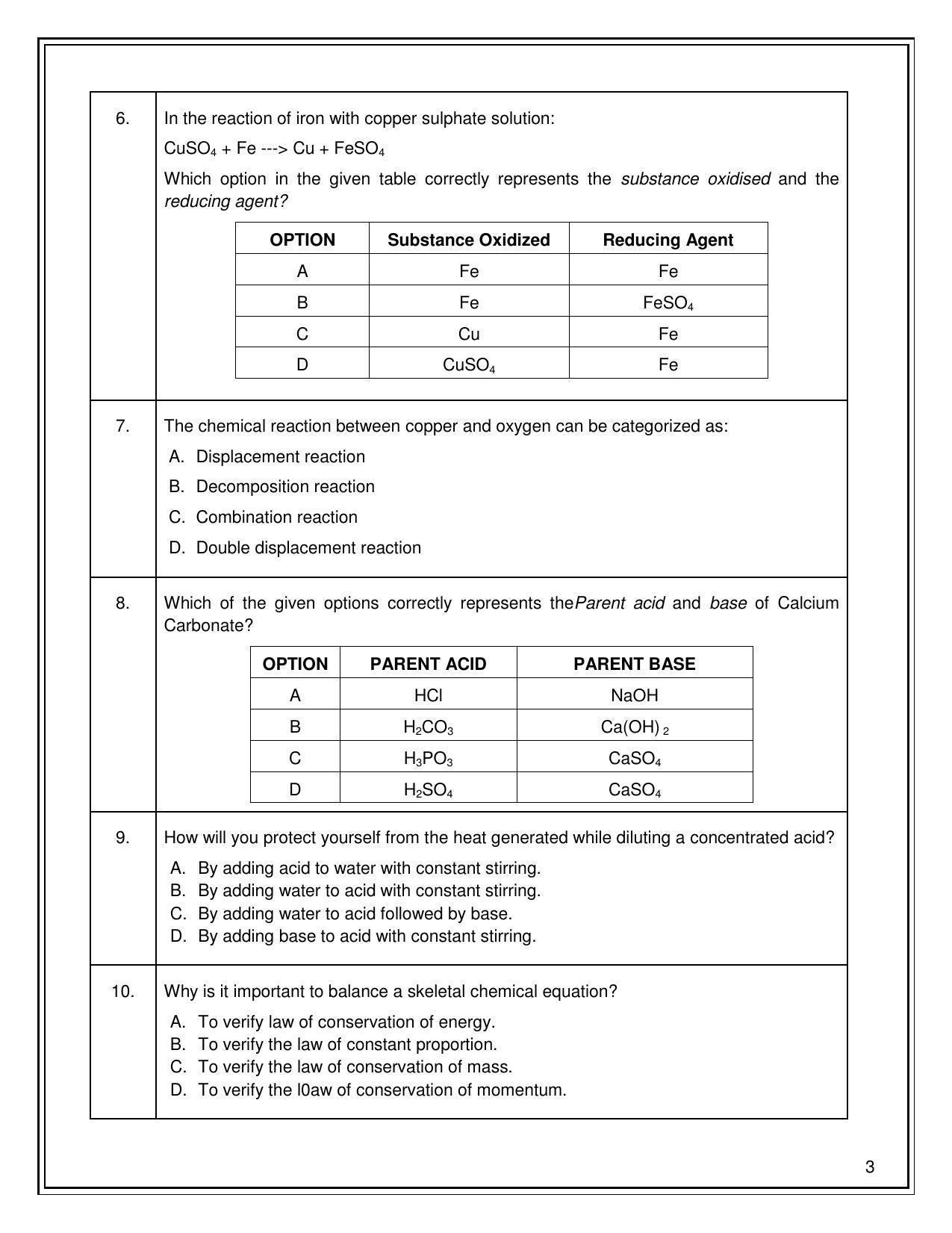 CBSE Class 10 Science Sample Paper 2021-22 - Page 3