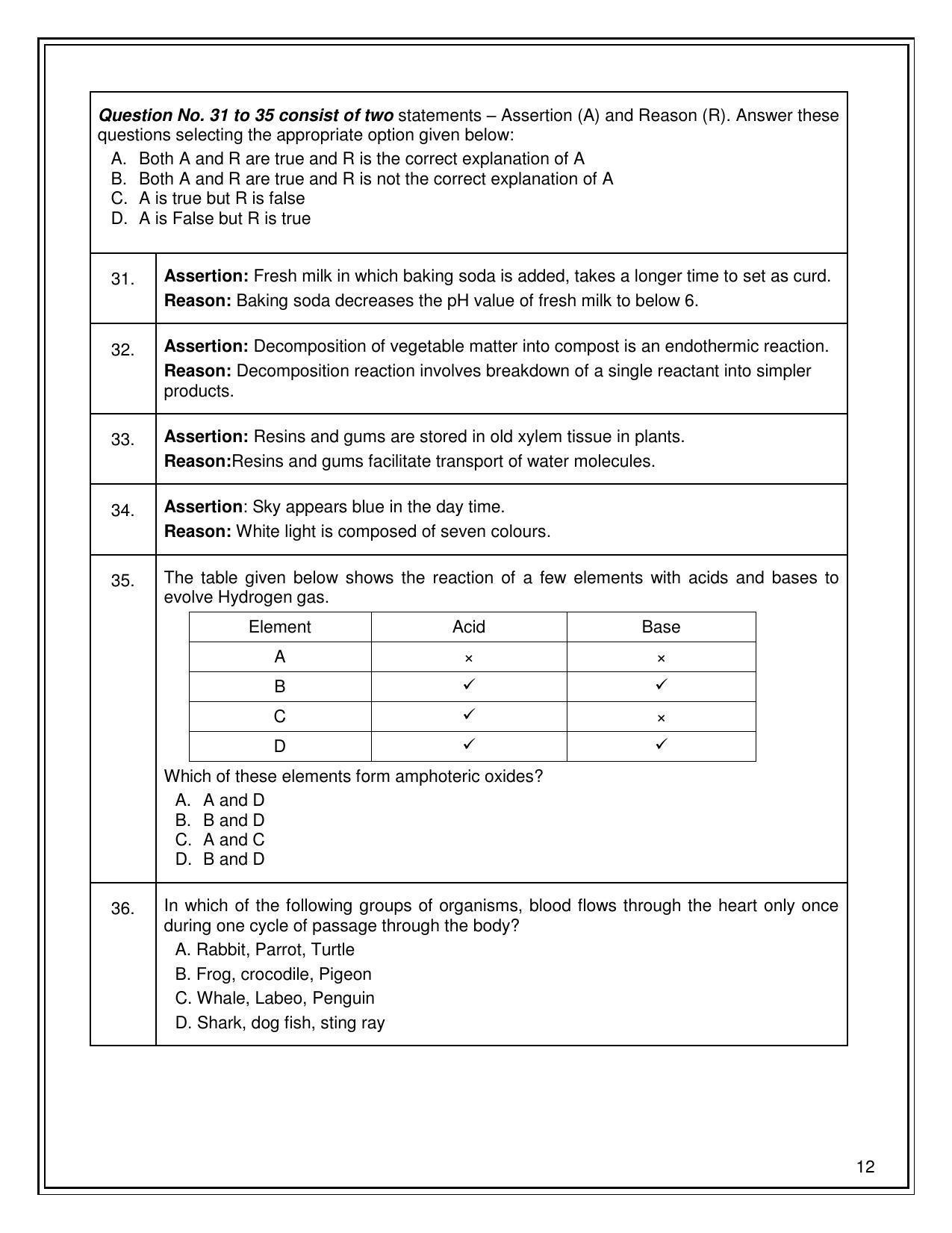 CBSE Class 10 Science Sample Paper 2021-22 - Page 12