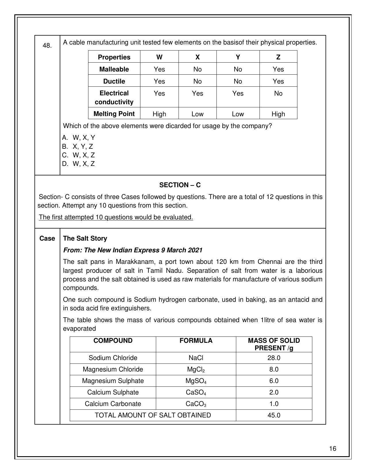 CBSE Class 10 Science Sample Paper 2021-22 - Page 16
