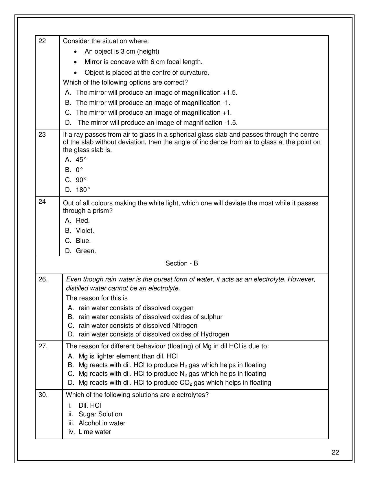 CBSE Class 10 Science Sample Paper 2021-22 - Page 22