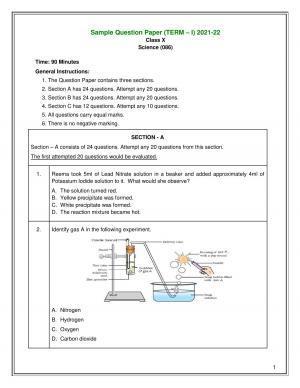 CBSE Class 10 Science Sample Paper 2021-22