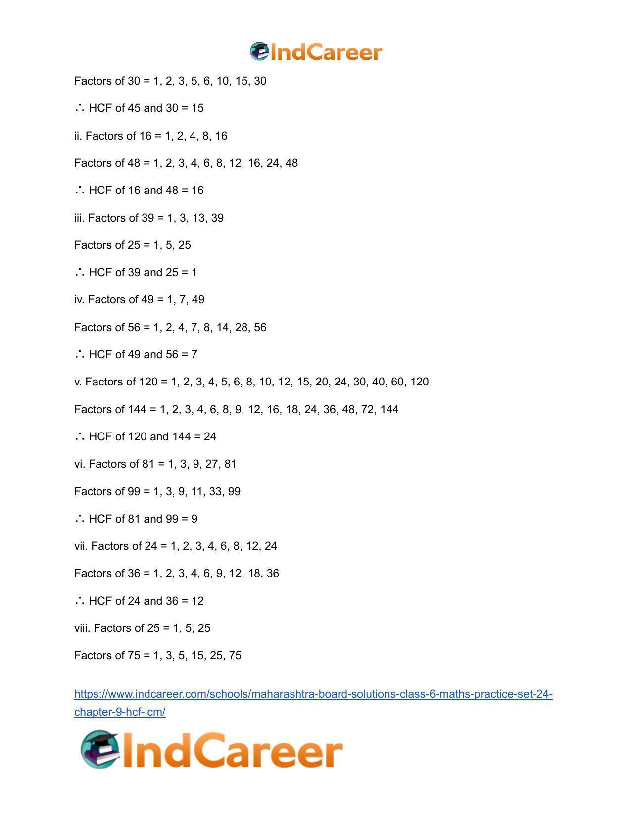 Maharashtra Board Solutions Class 6-Maths (Practice Set 24): Chapter 9- HCF-LCM - Page 3