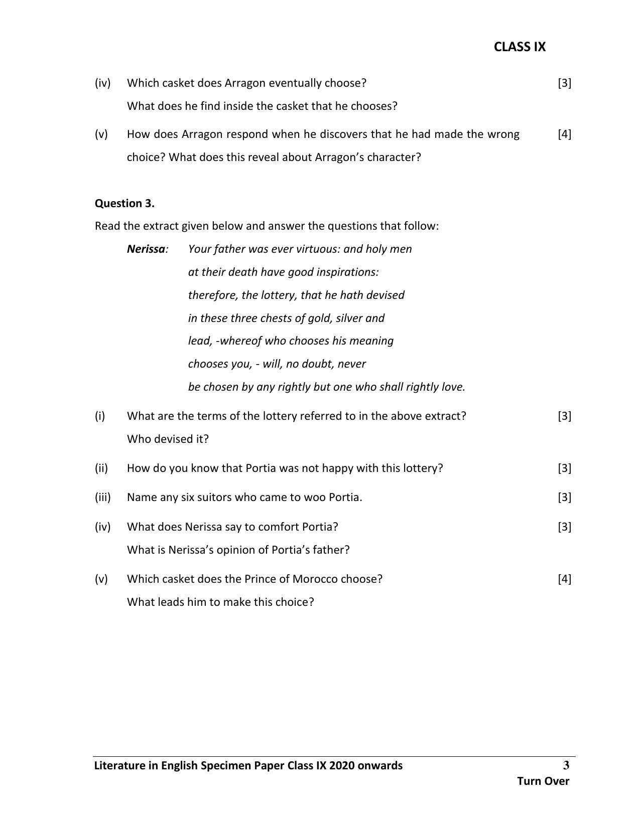 ICSE Class 9 English Paper 2 (LITERATURE IN ENGLISH) Sample Paper - Page 3