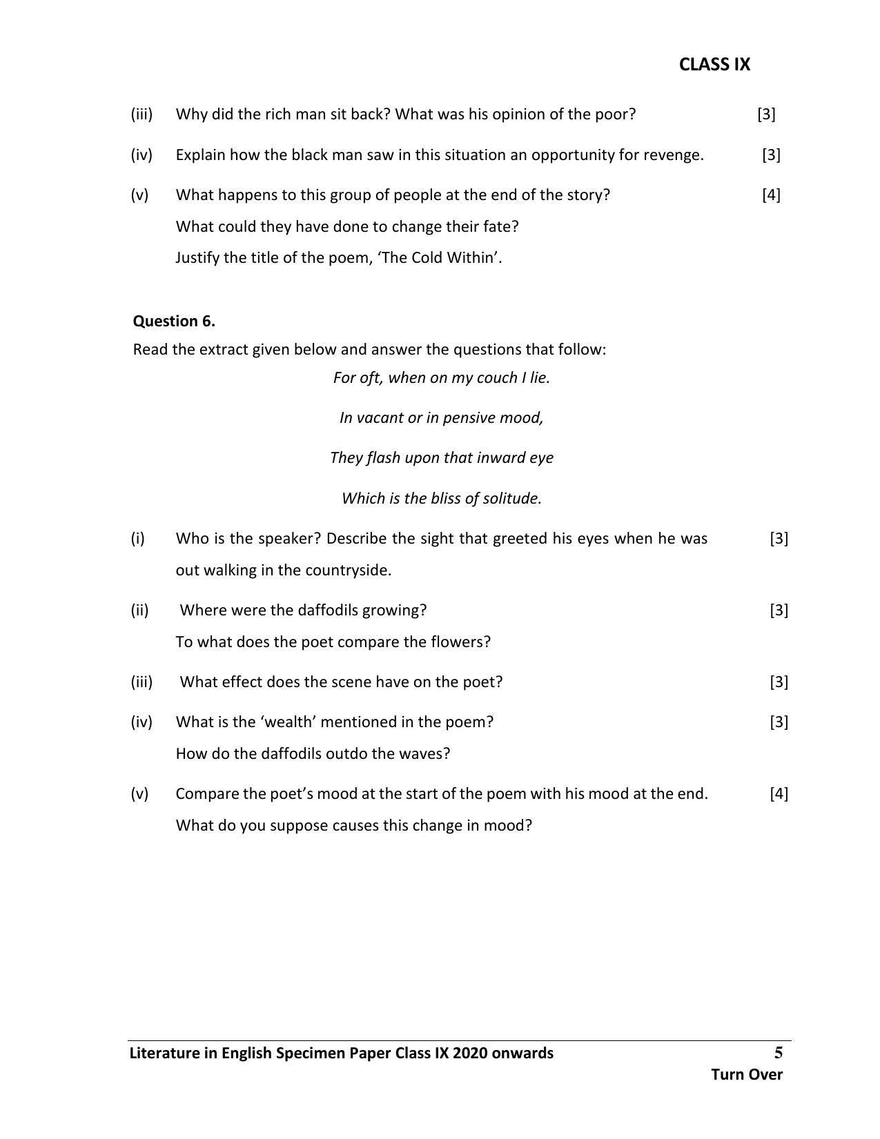  ICSE Class 9 English Paper 2 (LITERATURE IN ENGLISH) Sample Paper - Page 5