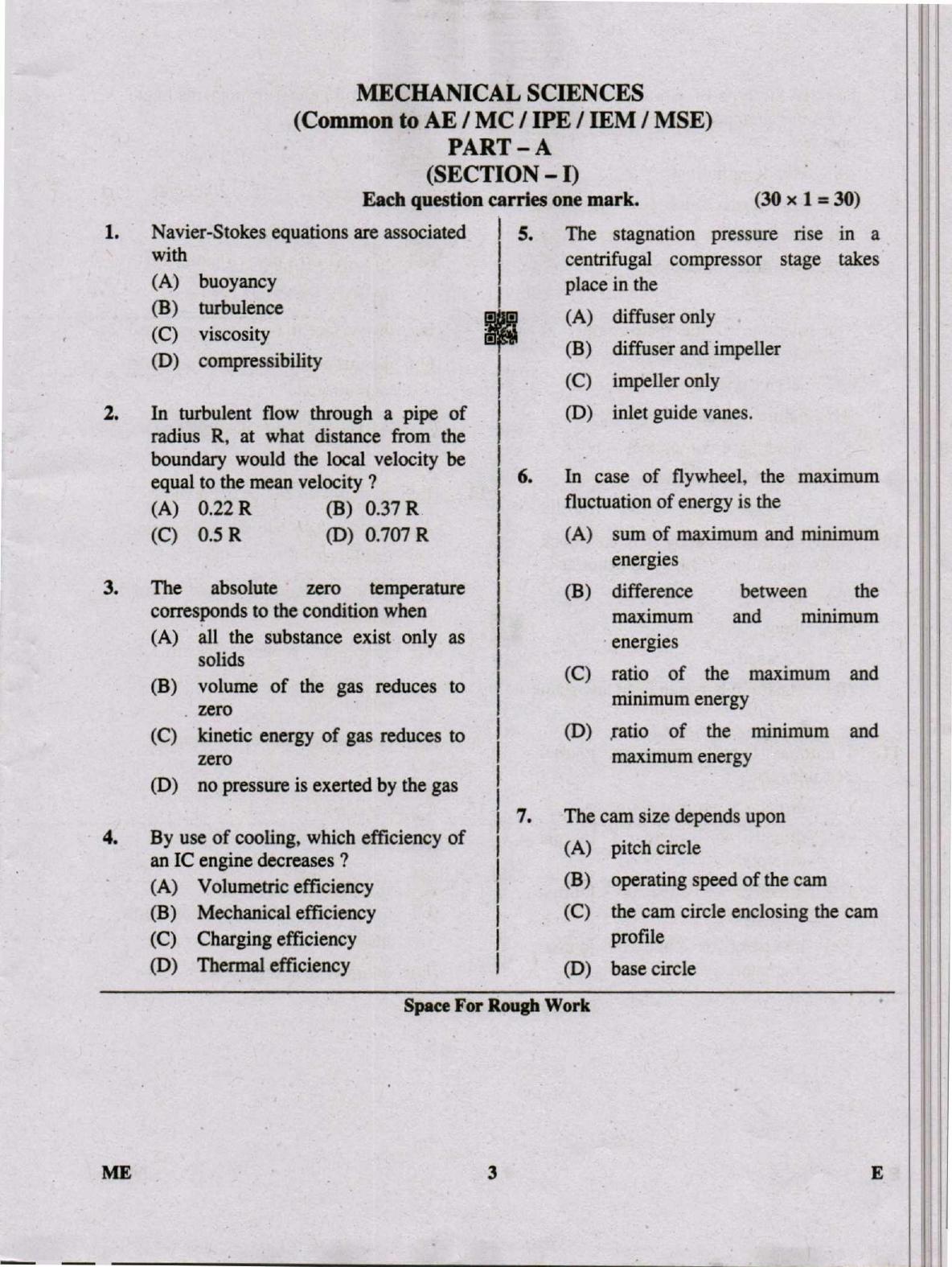 Karnataka PGCET 2019 Mechanical Engineering Question Paper - Page 3
