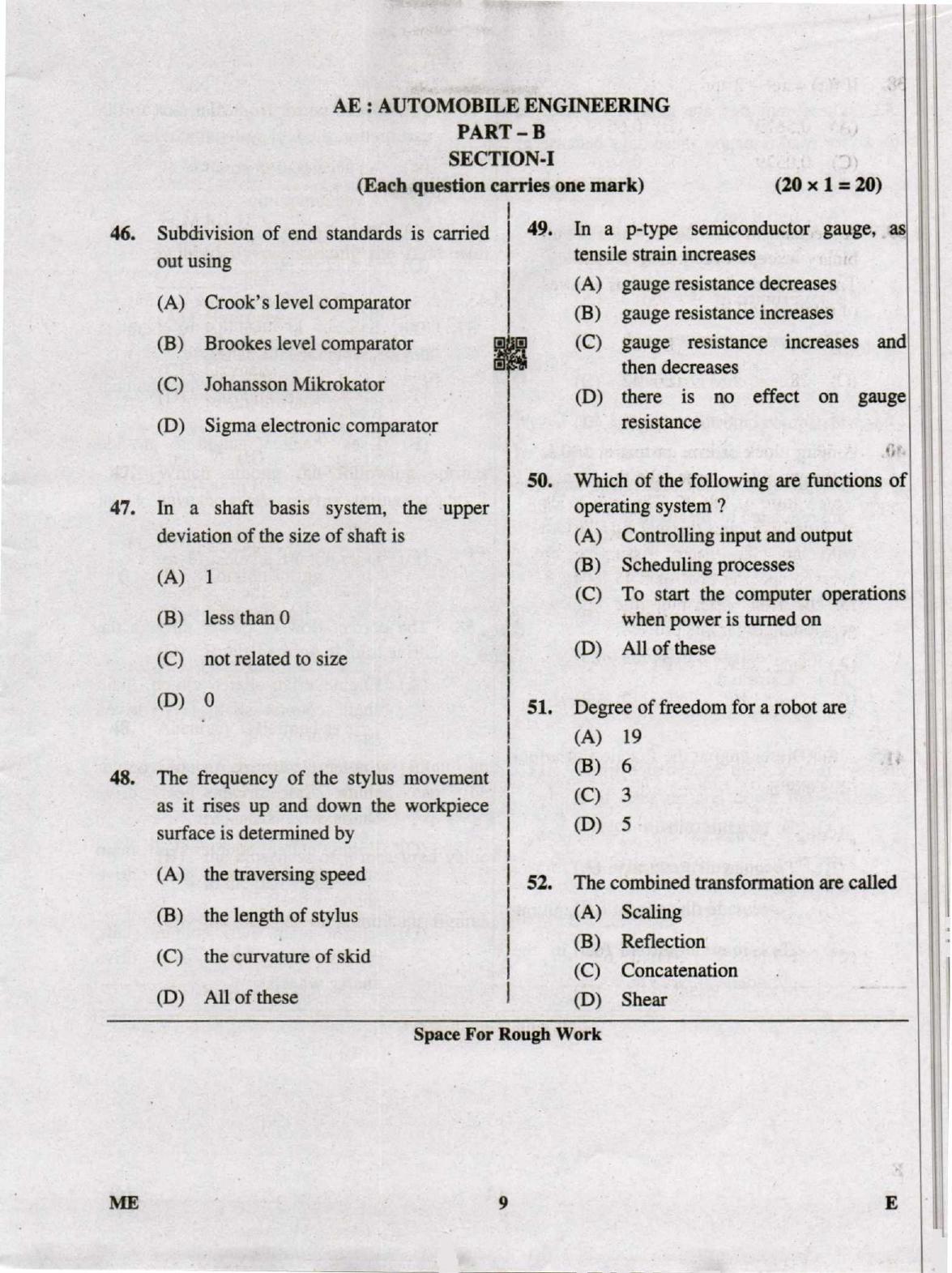 Karnataka PGCET 2019 Mechanical Engineering Question Paper - Page 9