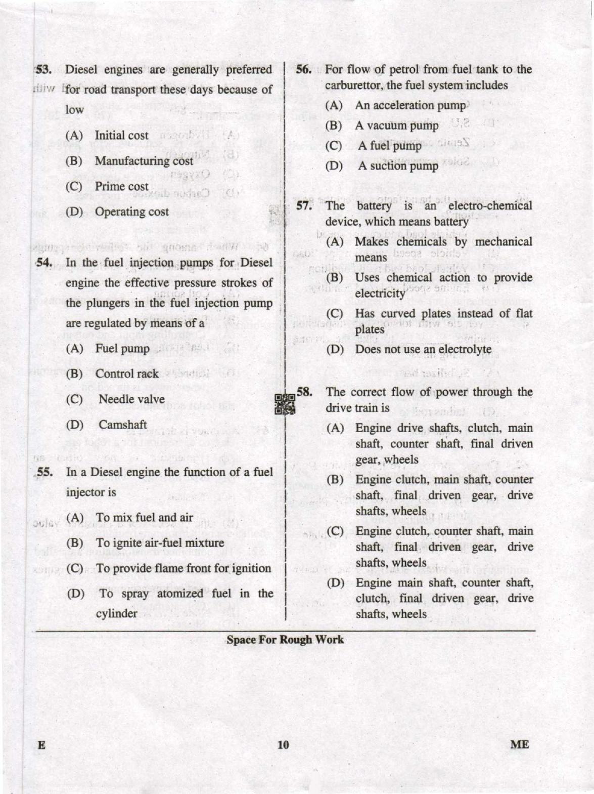 Karnataka PGCET 2019 Mechanical Engineering Question Paper - Page 10