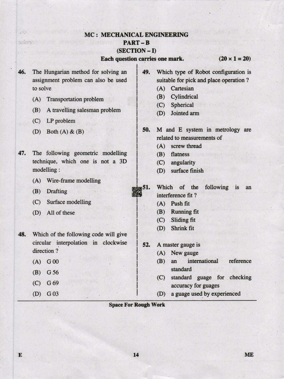 Karnataka PGCET 2019 Mechanical Engineering Question Paper - Page 14