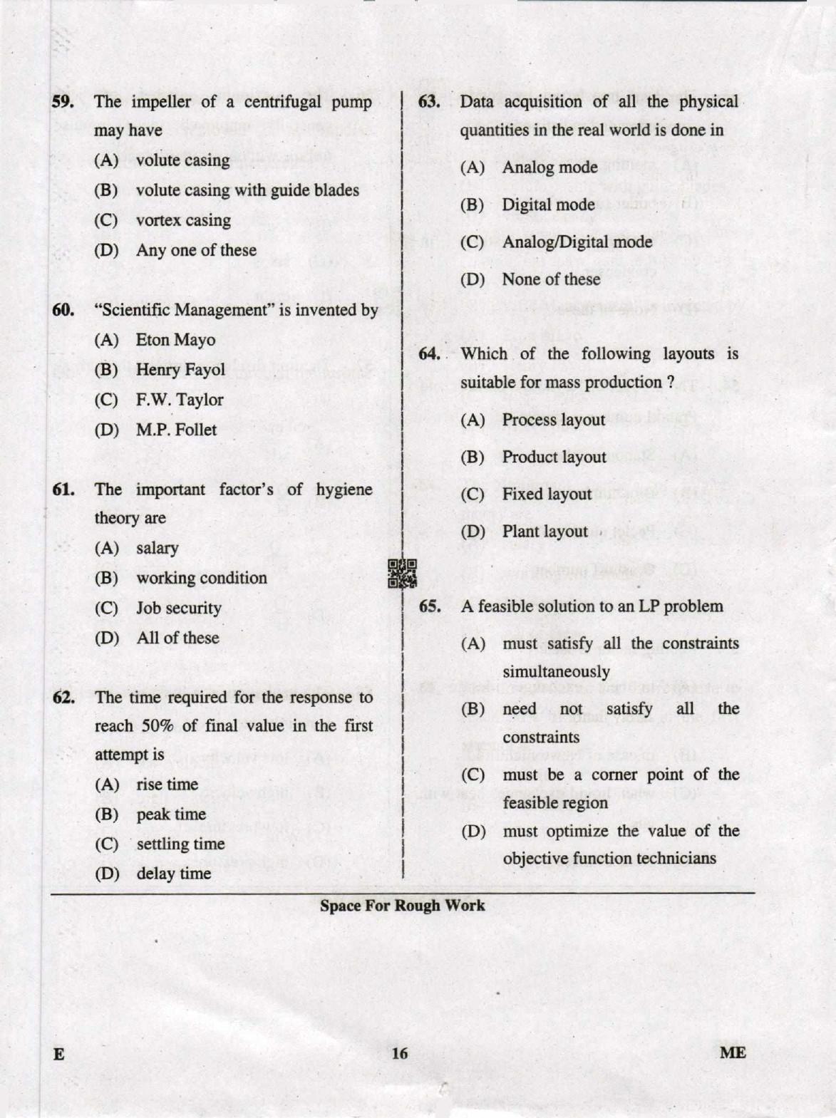 Karnataka PGCET 2019 Mechanical Engineering Question Paper - Page 16