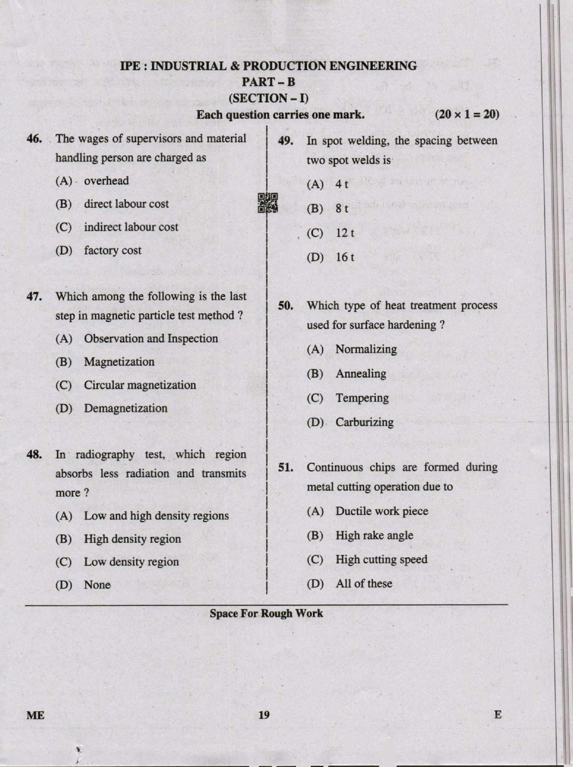Karnataka PGCET 2019 Mechanical Engineering Question Paper - Page 19